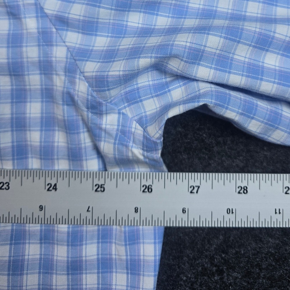 Peter Millar Mens Blue White Gingham Long Sleeve Button Down Dress Shirt Size XL - Picture 7 of 9